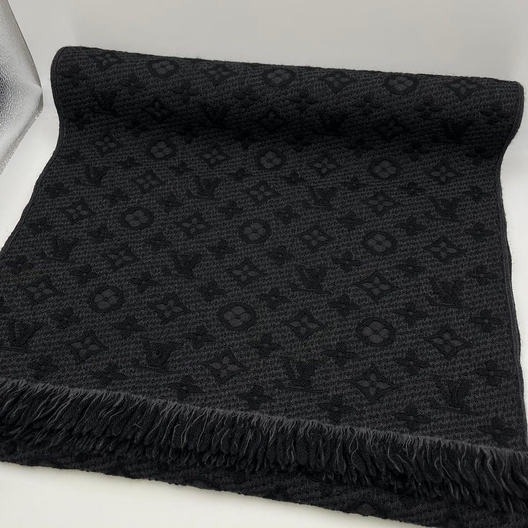 極上美品✨箱付ルイヴィトン マフラー モノグラム エシャルプクラシック黒ブラック