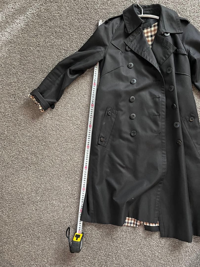 ブラック トレンチコート チェック裏地