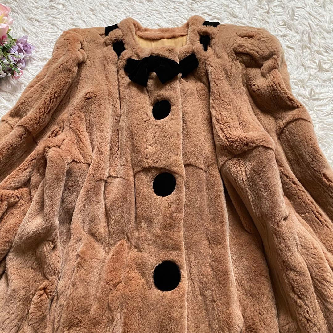 美品■フォクシー　ファーコート　リボン　ヴィンテージ　希少　大きいサイズ