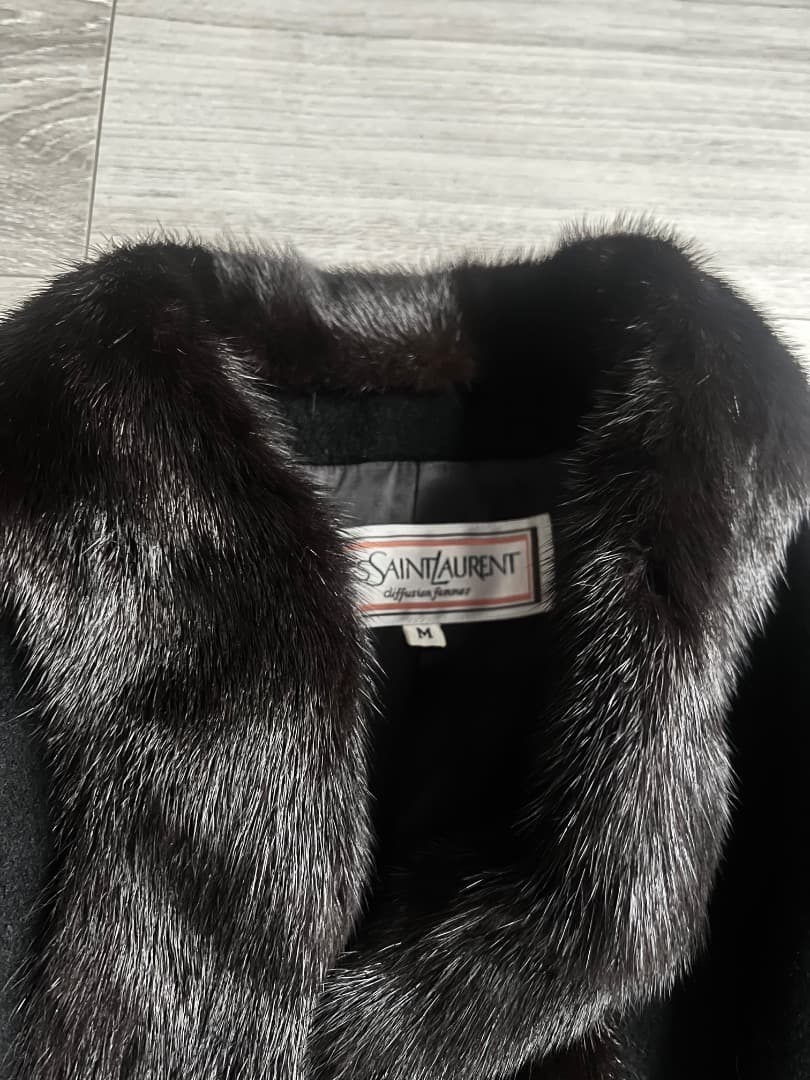 希少 Yves saint Laurent ミンクファー カシミヤロングコート
