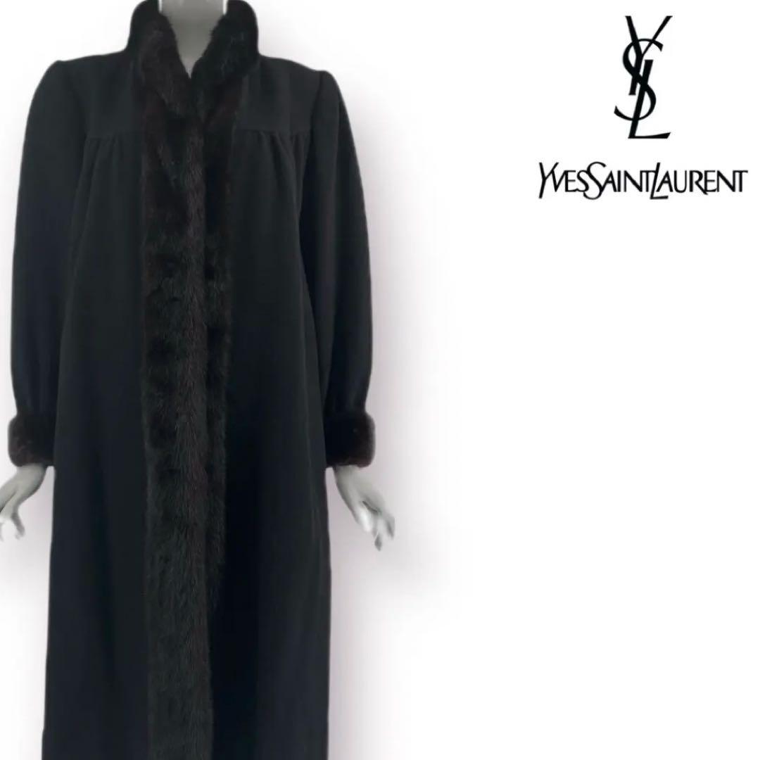 希少 Yves saint Laurent ミンクファー カシミヤロングコート