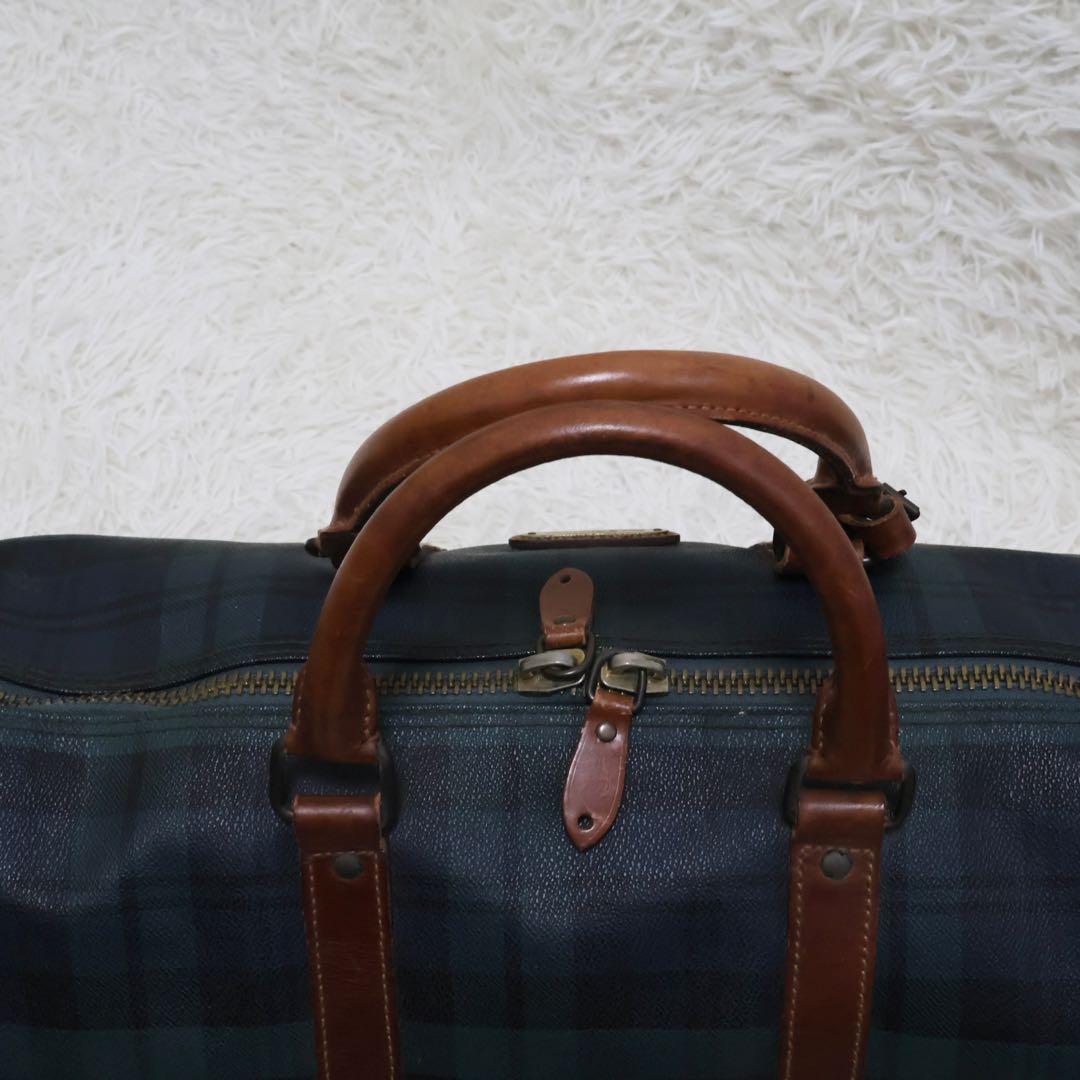 ポロラルフローレン　ダークグリーン チェック柄 ボストンバッグ