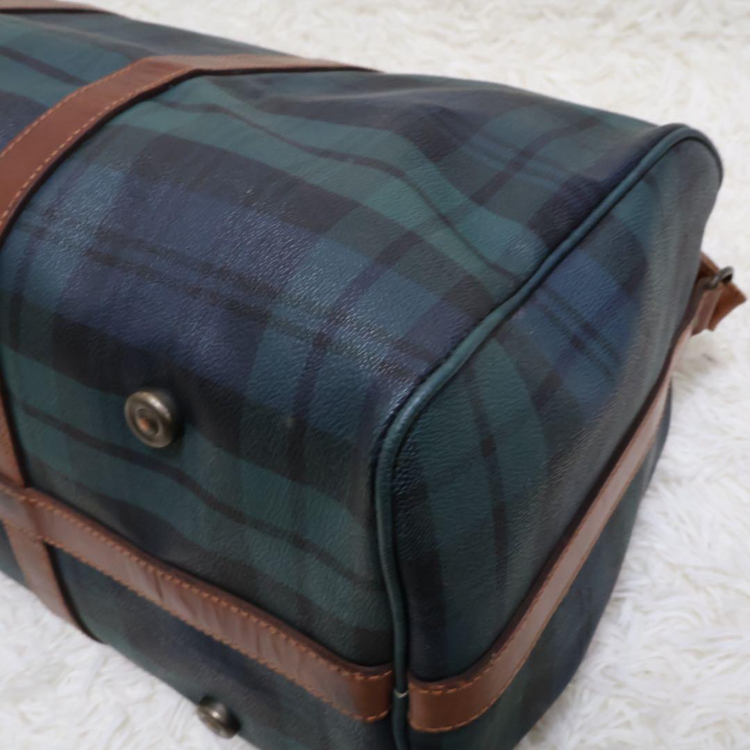 ポロラルフローレン　ダークグリーン チェック柄 ボストンバッグ
