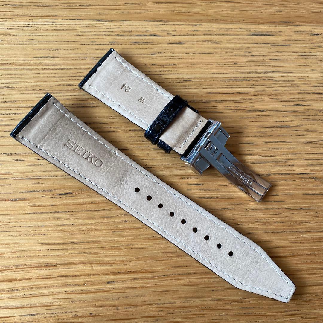 セイコー　ガランテ用純正クロコダイルベルト24mm ブラック