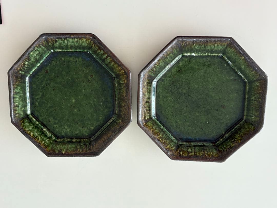 大沼道行さん2枚セット★織部八角皿