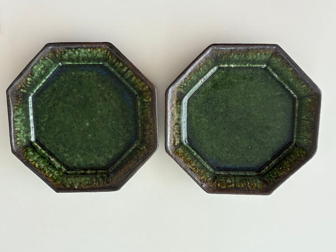 大沼道行さん2枚セット★織部八角皿