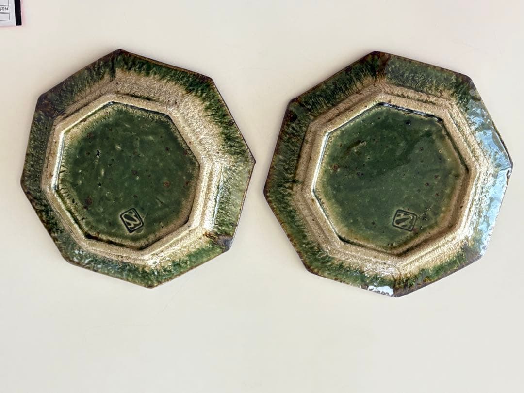 大沼道行さん2枚セット★織部八角皿