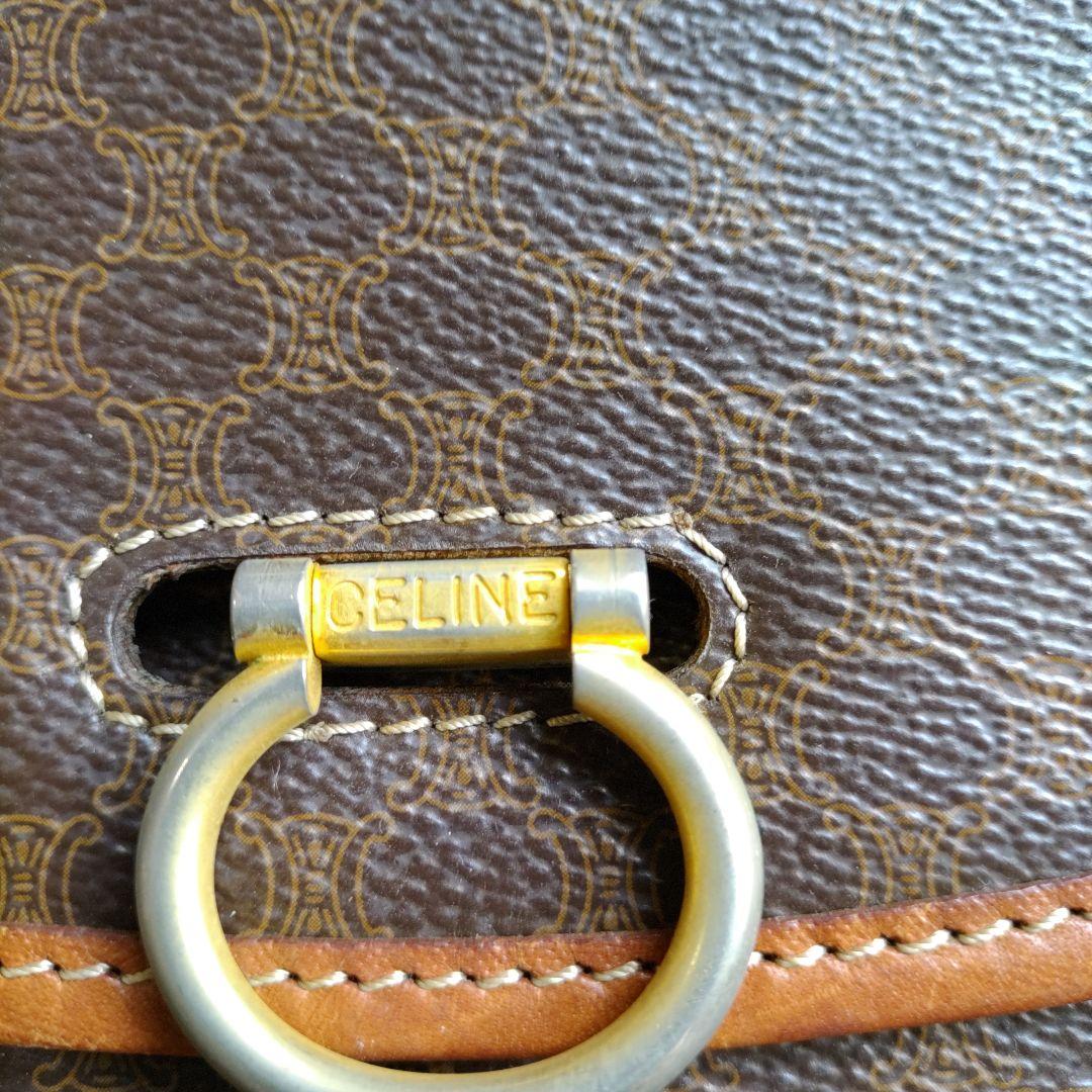 CELINEブラウンレザーショルダーバッグ