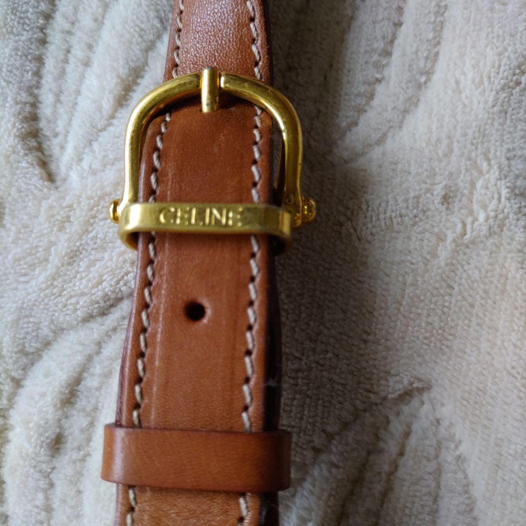 CELINEブラウンレザーショルダーバッグ