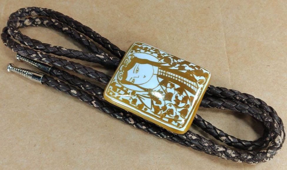 【本物保証】人間国宝 加藤卓男≪ラスター彩 陶板≫ループタイ 共箱 栞 陶器美品