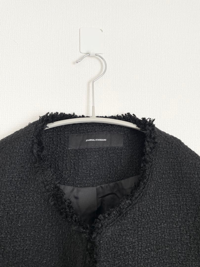 ジャーナルスタンダード　ノーカラーツイードジャケット　フリンジ