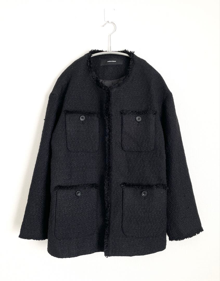 ジャーナルスタンダード　ノーカラーツイードジャケット　フリンジ