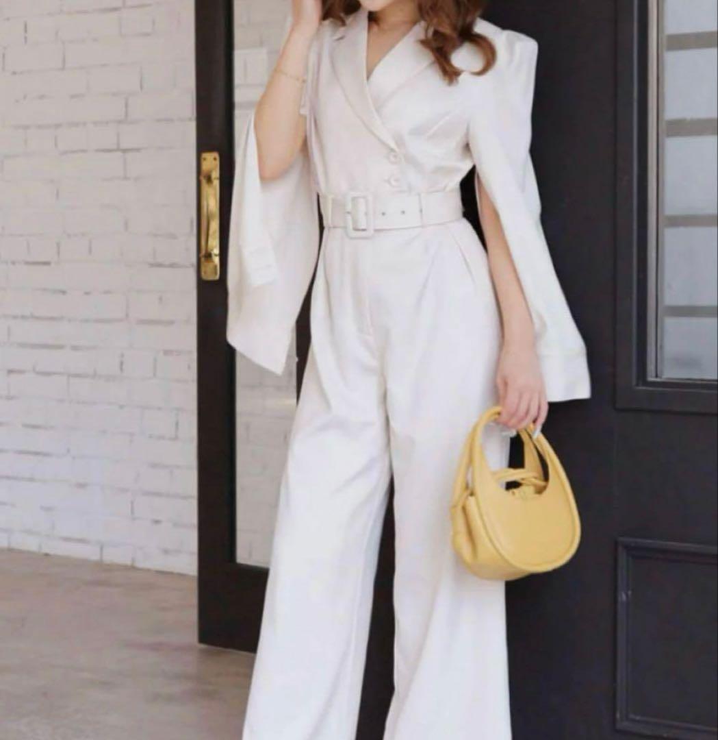  PARTY ベルト付きケープ風オールインワン