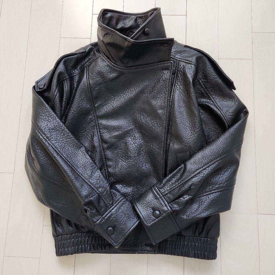 【ZARA】ザラ　フェイクレザージャケット　ブラック　XS