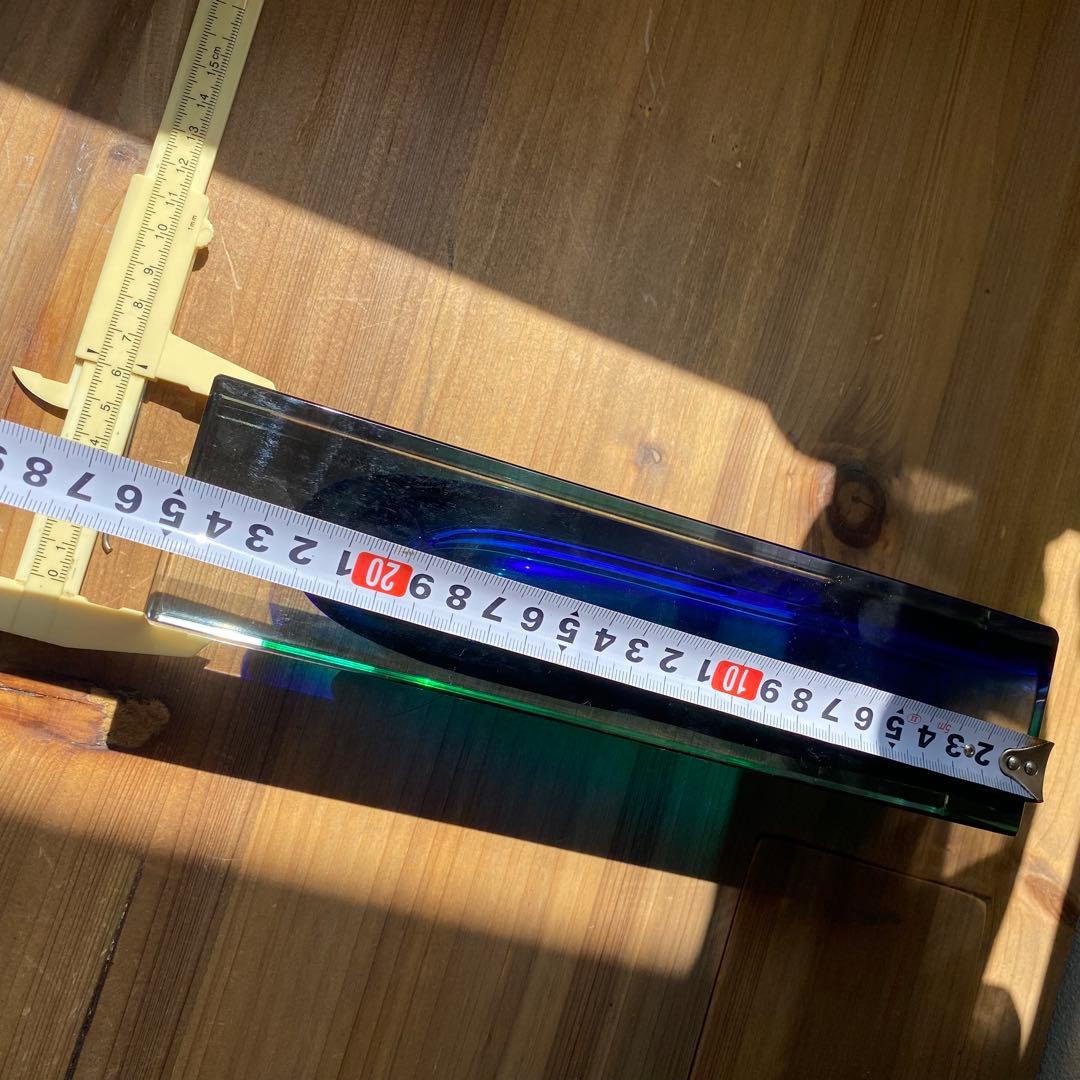 ソンメルソ　ムラーノ　青　緑　ムラノガラス　ベネチア　フラワーベース　四角