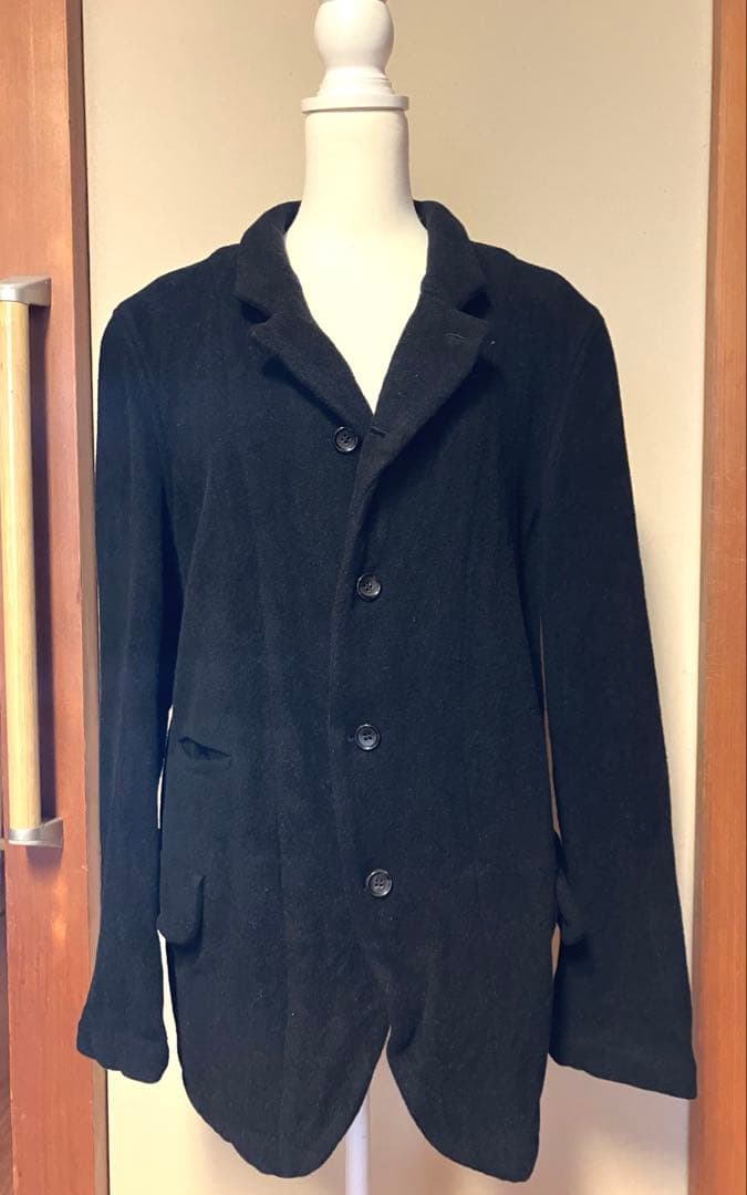 コムデギャルソンHOMMEプリュスエバーグリーンつまみやや厚手縮絨ライク 黒 L