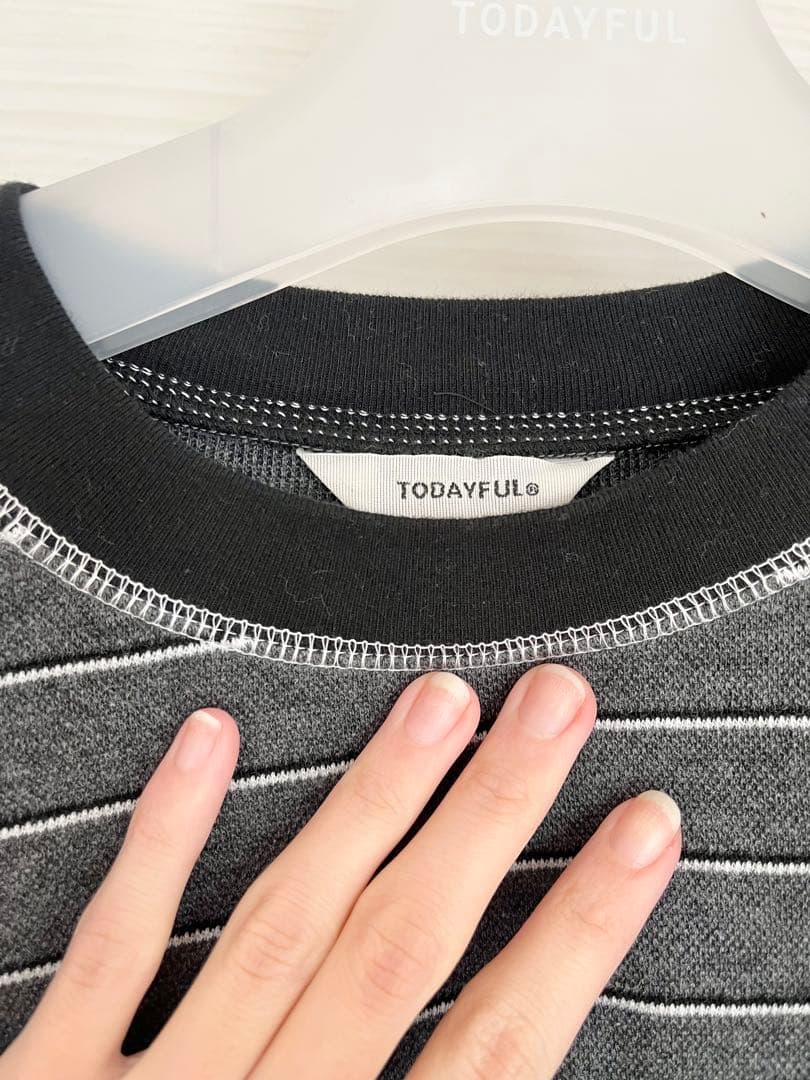 todayful / Border Long T-shirts チャコールグレー