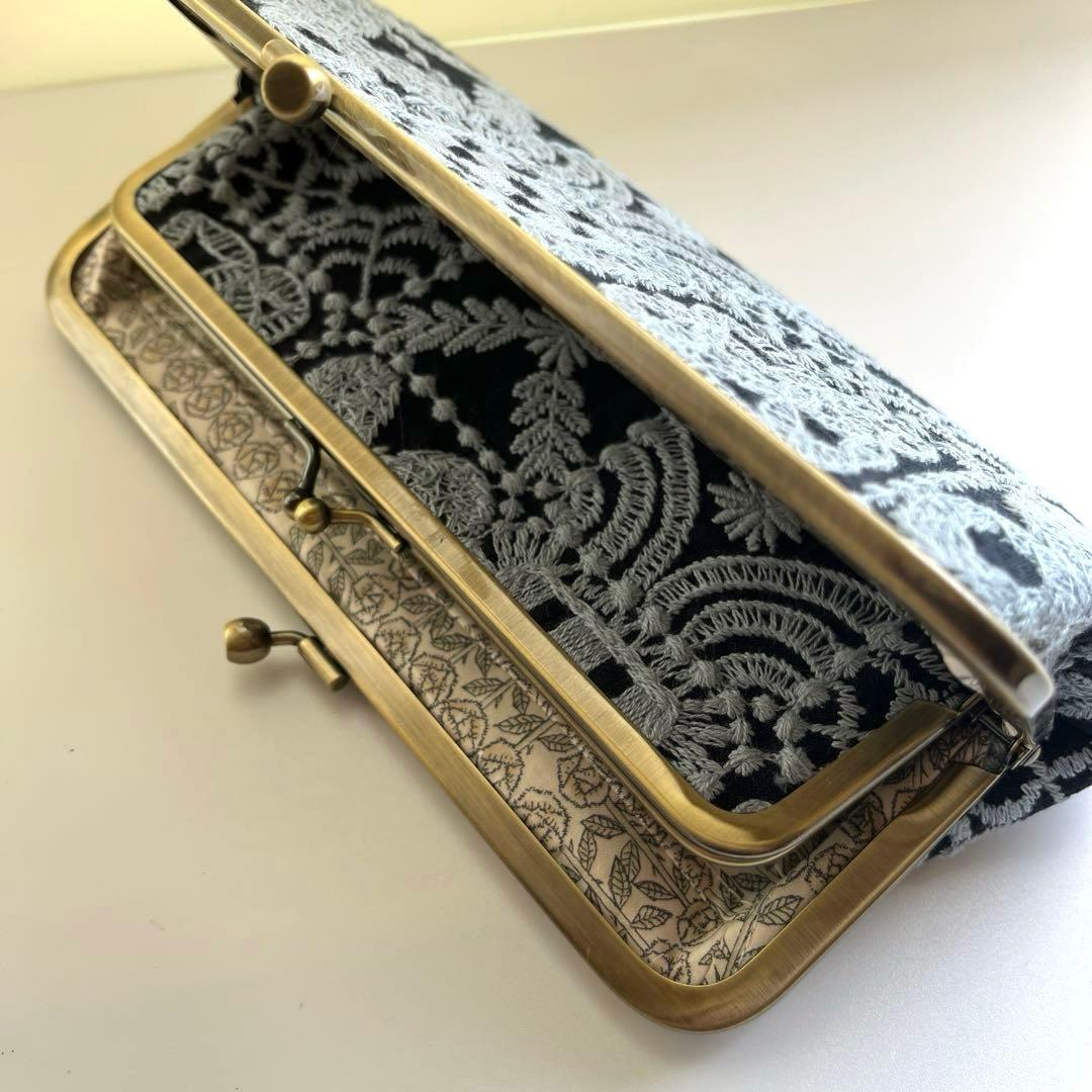 ハンドメイド　がま口長財布　ミナペルホネン　forest tile