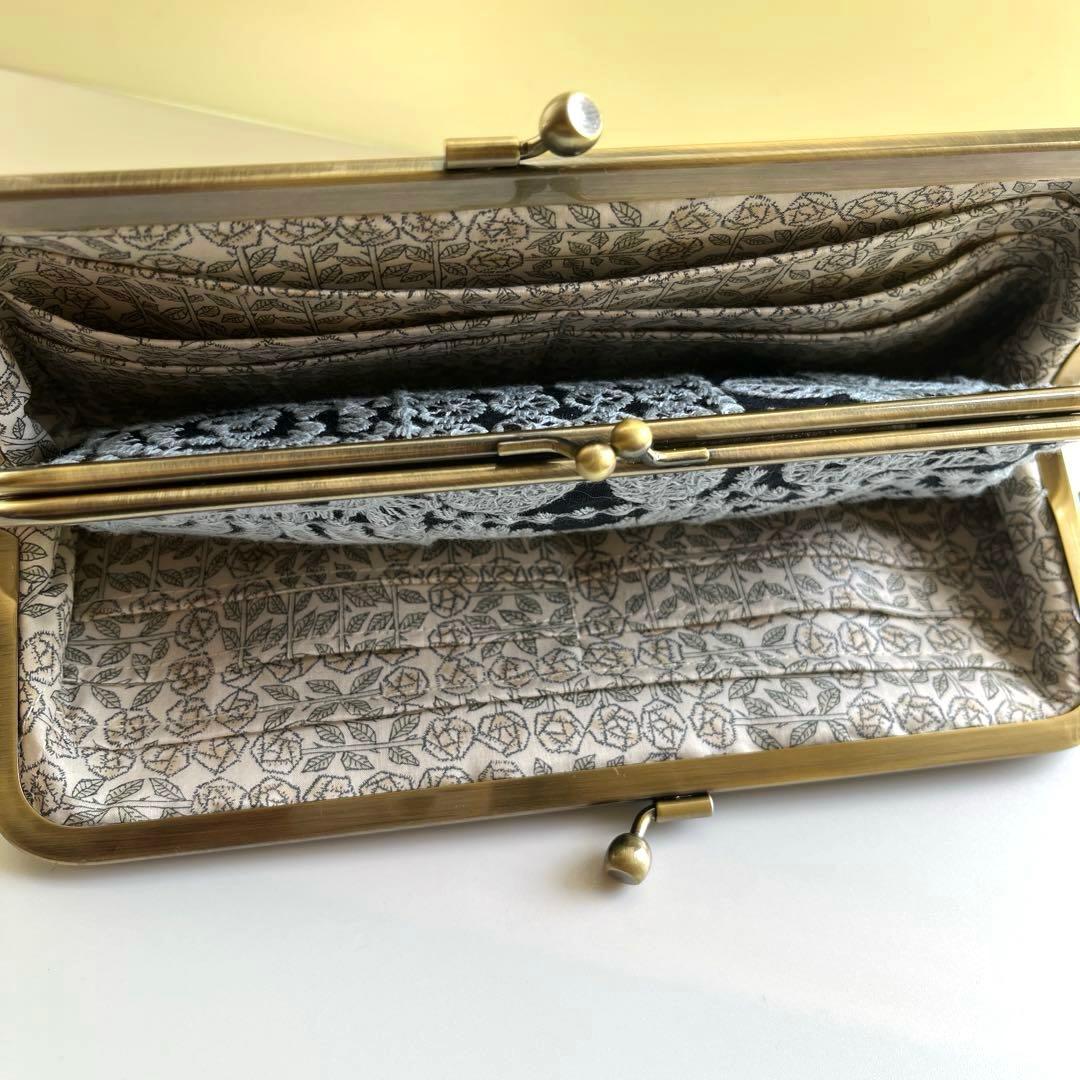 ハンドメイド　がま口長財布　ミナペルホネン　forest tile