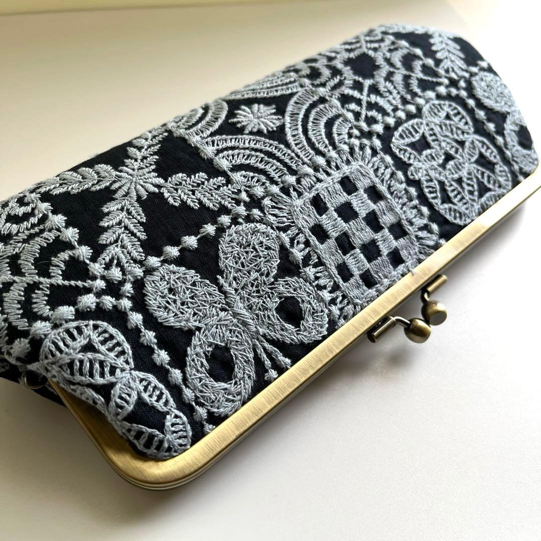 ハンドメイド　がま口長財布　ミナペルホネン　forest tile