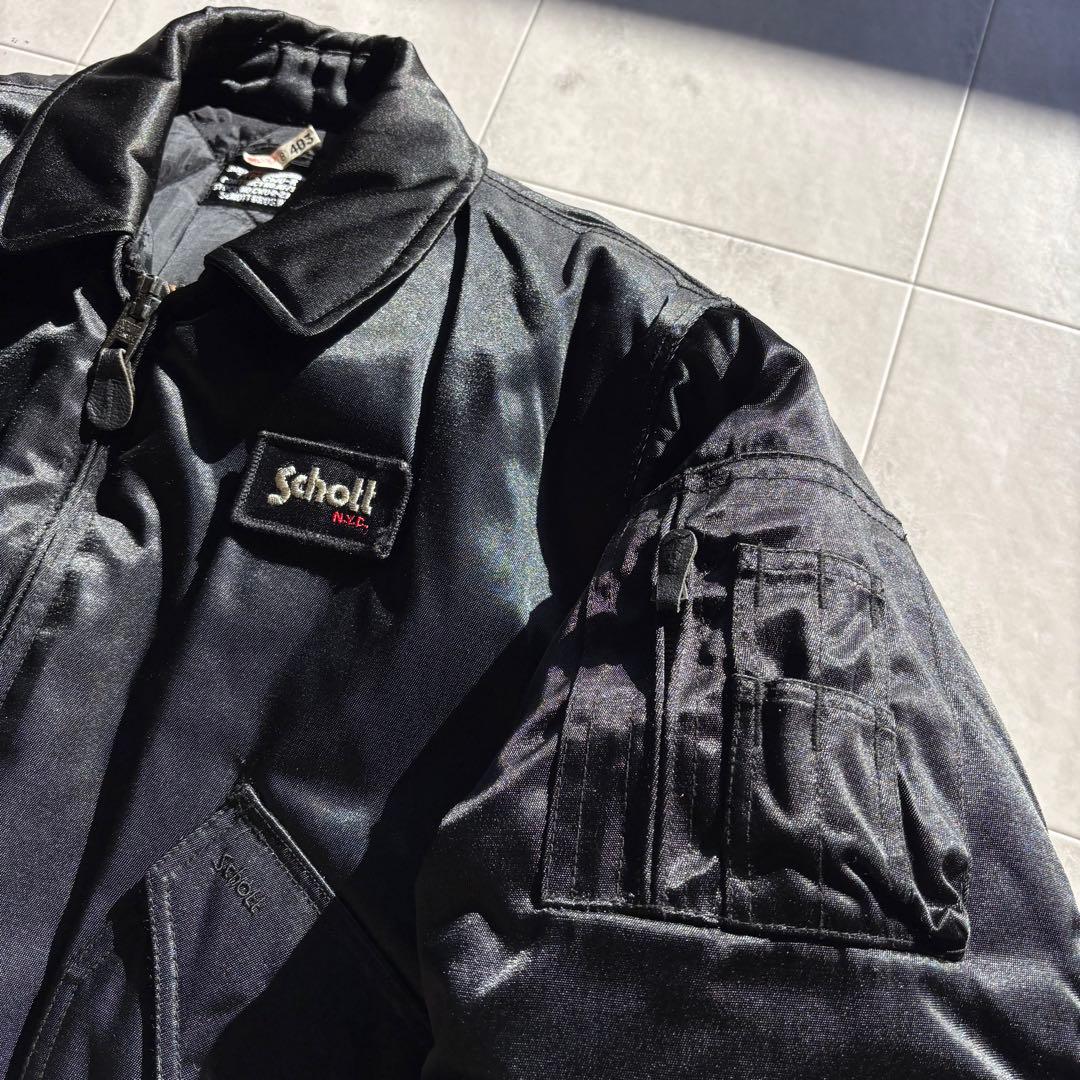 【超希少】美品 ショット CWU-R フライトジャケット ブラック 90s 短丈