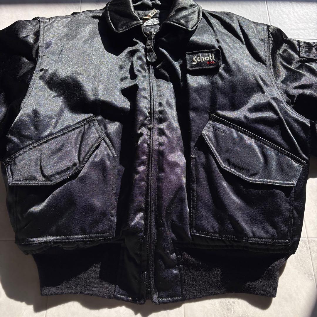 【超希少】美品 ショット CWU-R フライトジャケット ブラック 90s 短丈