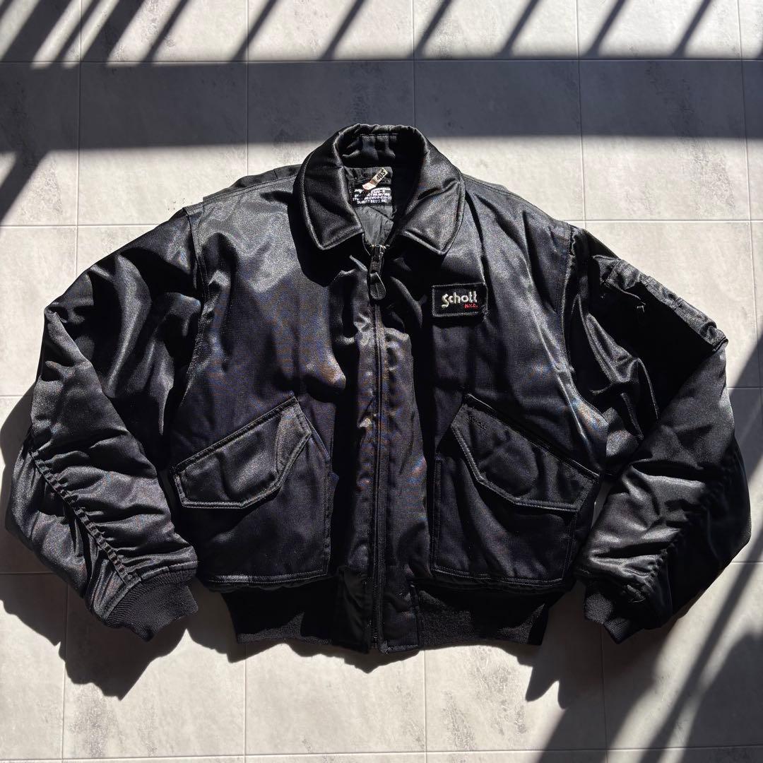 【超希少】美品 ショット CWU-R フライトジャケット ブラック 90s 短丈