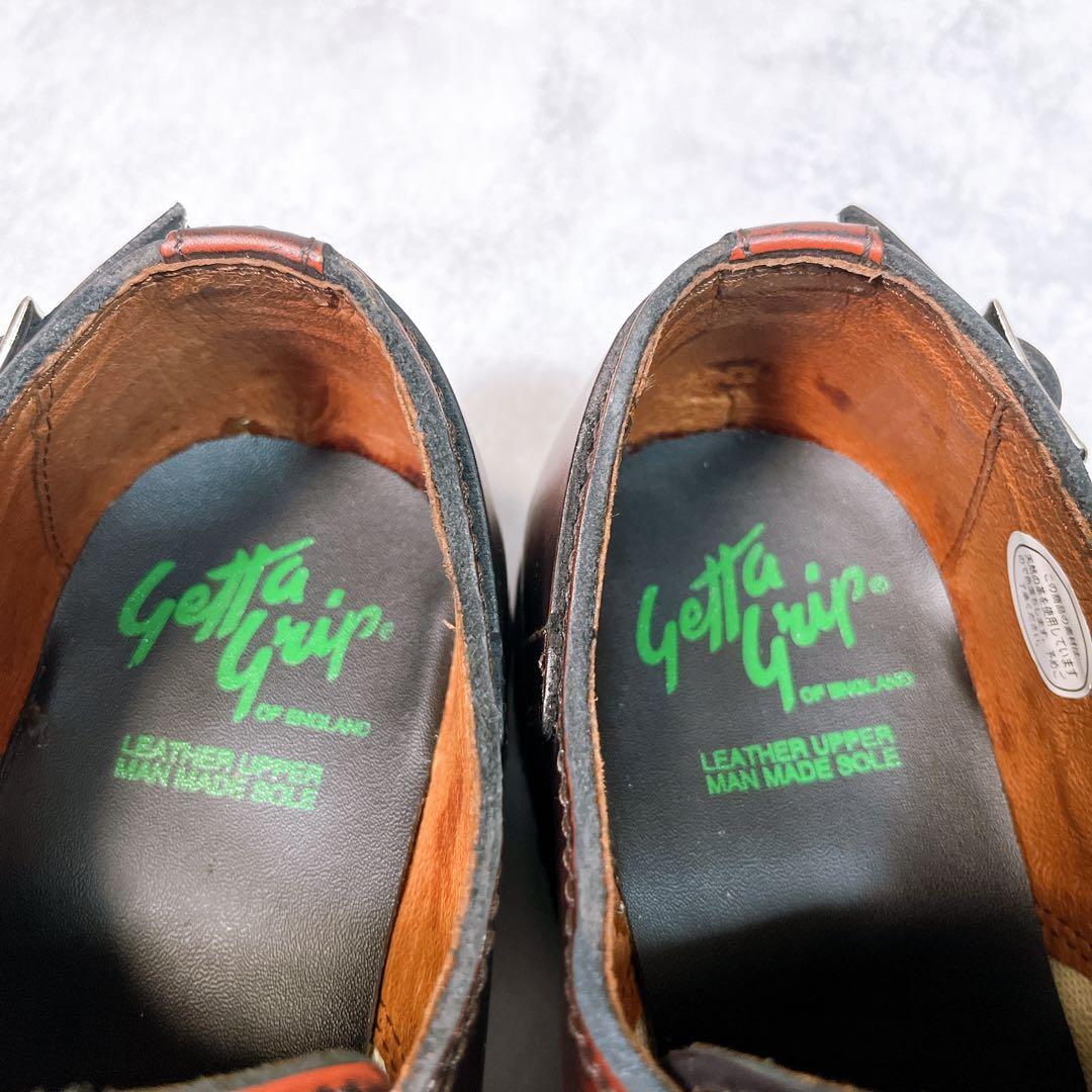 ☆美品☆【ゲッタグリップ】 レザーシューズ (8) ストレートチップ　ムラ加工