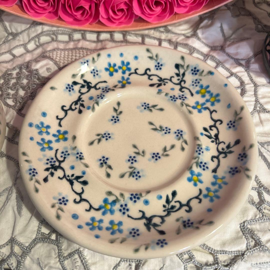 ☆★まるり★☆ポタリー / ひとりカフェセット 〜☆水色小花の小枝☆〜