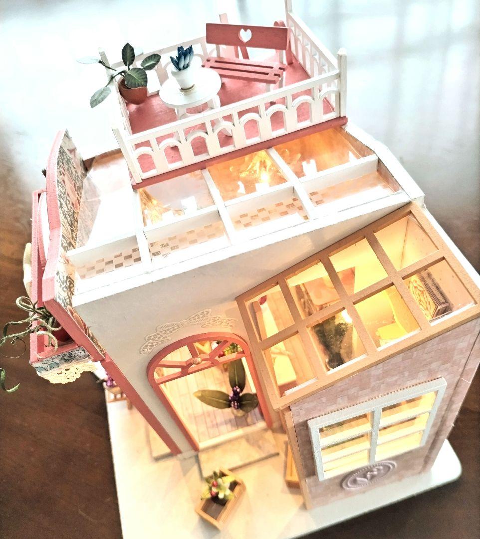 *完成品*ドールハウス お花屋さん 前面開閉 屋上テラス フラワー 防塵