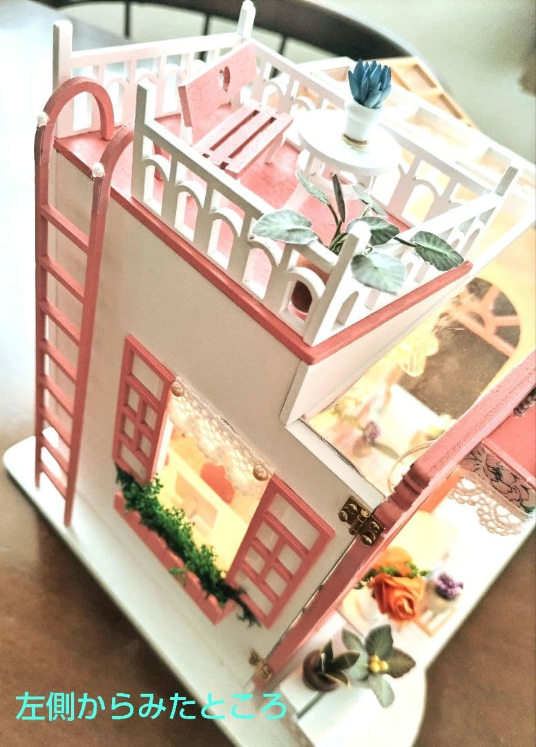 *完成品*ドールハウス お花屋さん 前面開閉 屋上テラス フラワー 防塵