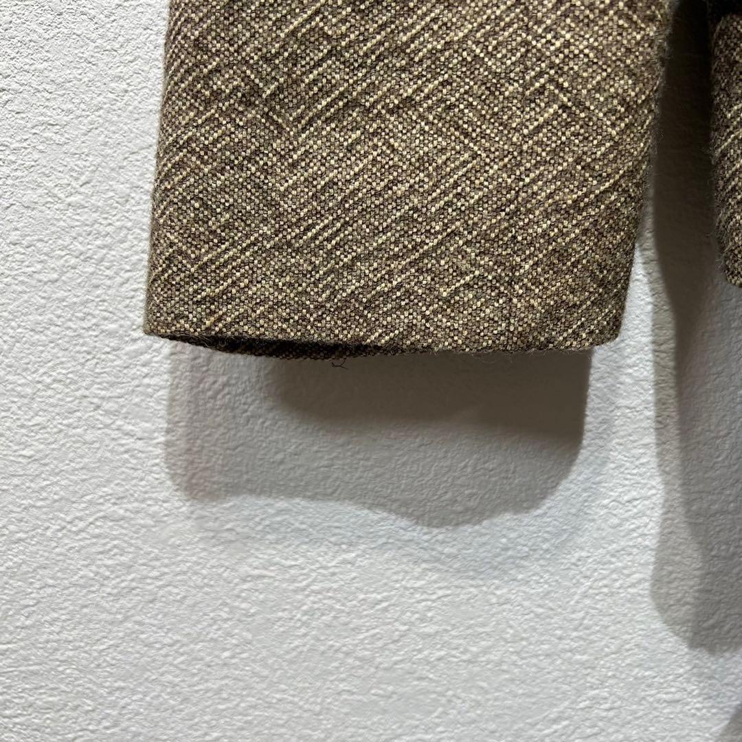 希少 マルニ 上質 デザインツイードノーカラージャケット ウール リボンベルト