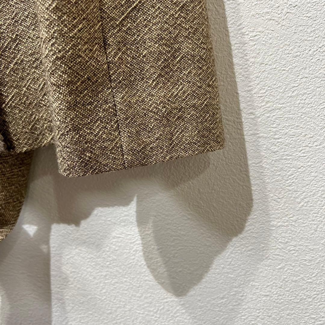 希少 マルニ 上質 デザインツイードノーカラージャケット ウール リボンベルト