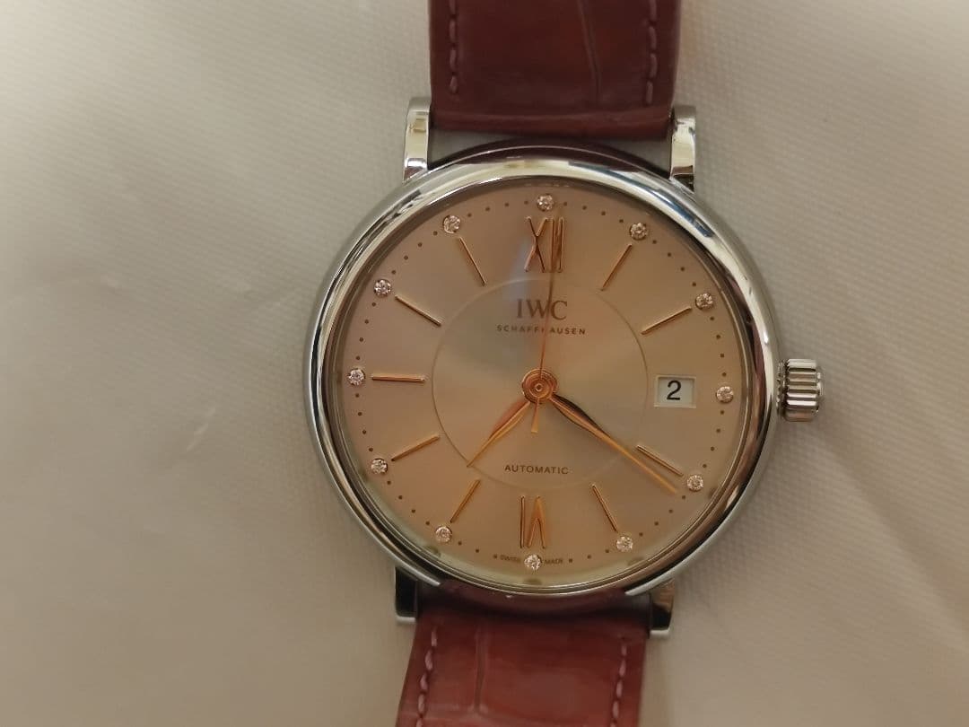 極美品IWC ポートフィノ 37 12Pダイヤ IW458101 サントーニ純正