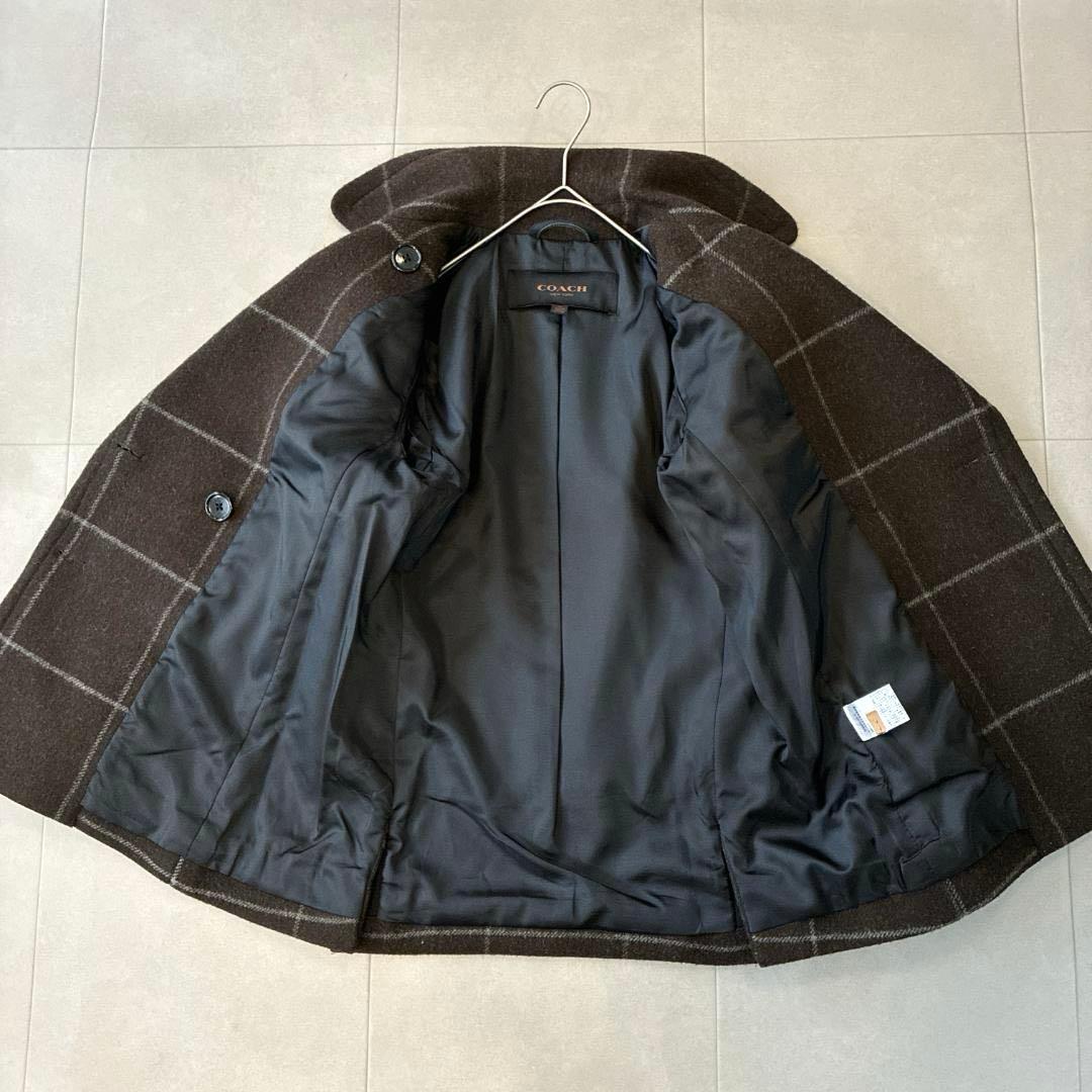 美品 COACH コーチ♡ウール メルトン Pコート ダブル ウインドウペン