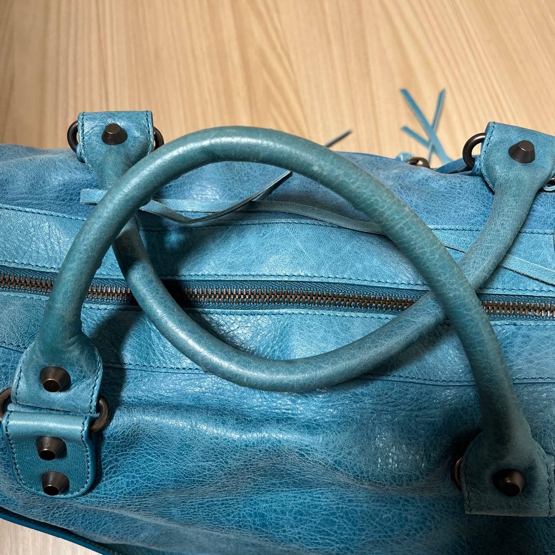 バレンシアガ シティ ターコイズ レアカラー エディターズバッグ 正規品