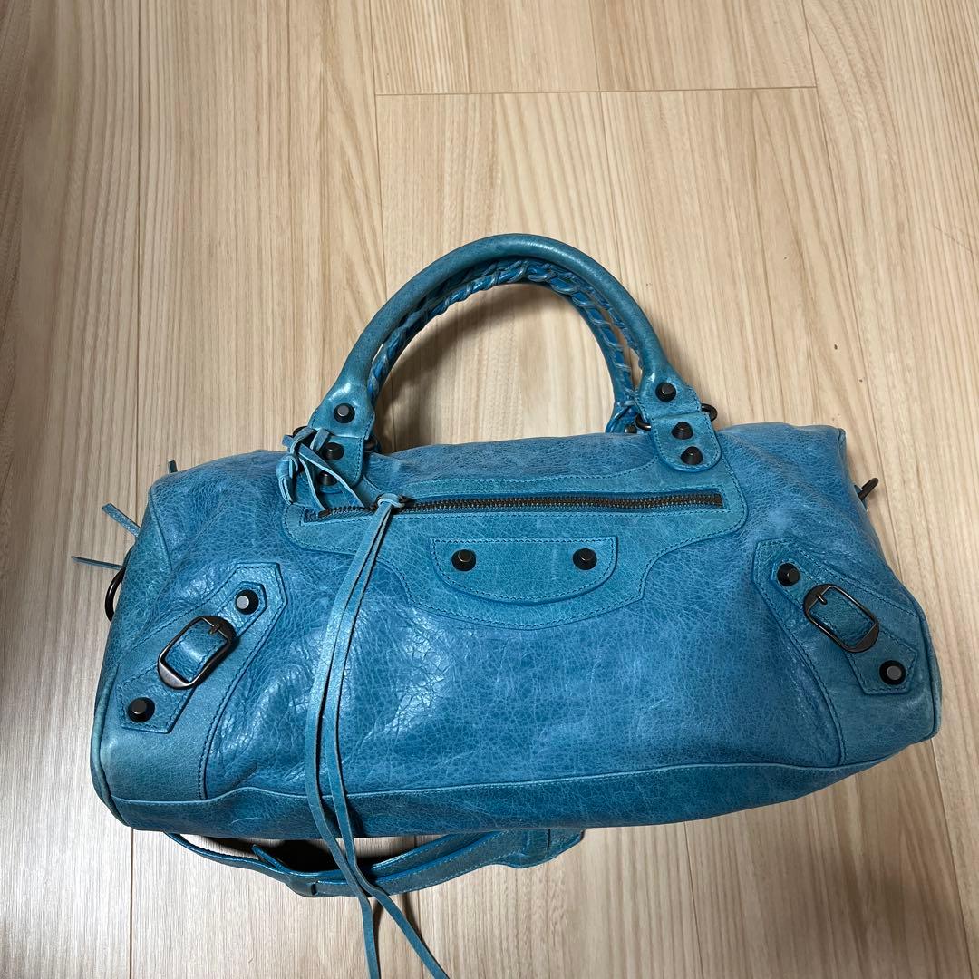 バレンシアガ シティ ターコイズ レアカラー エディターズバッグ 正規品