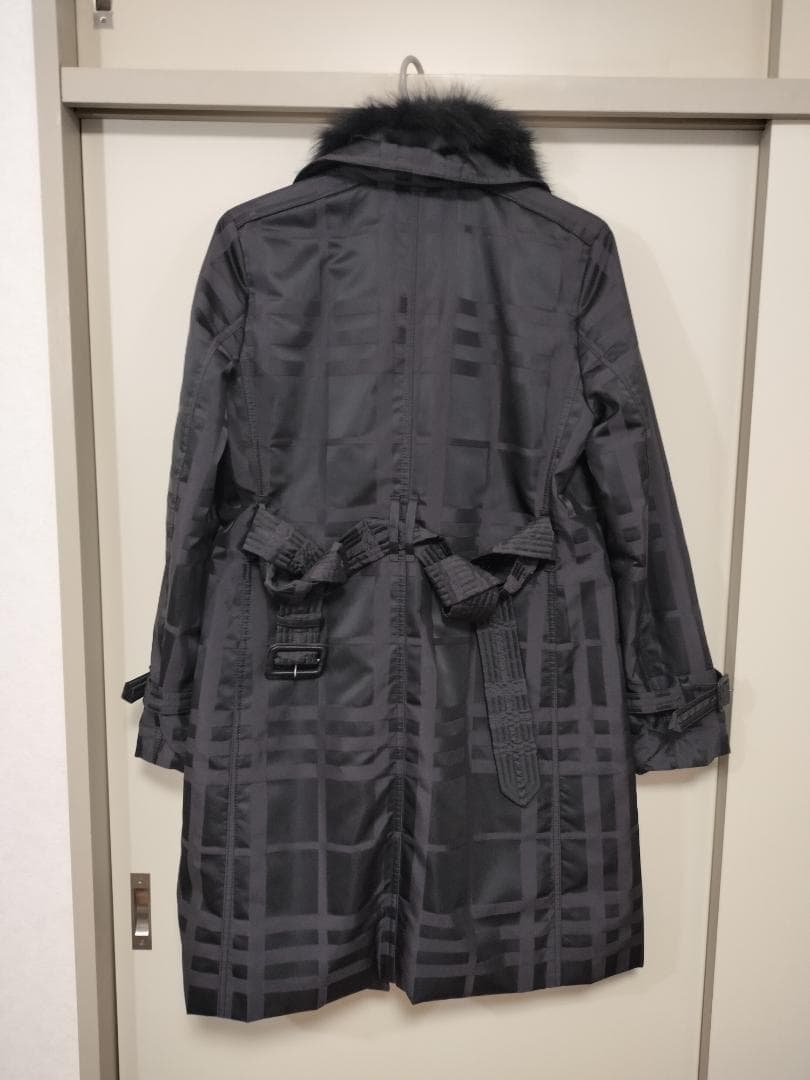 BURBERRY ブラック チェック柄 ロングコート 40