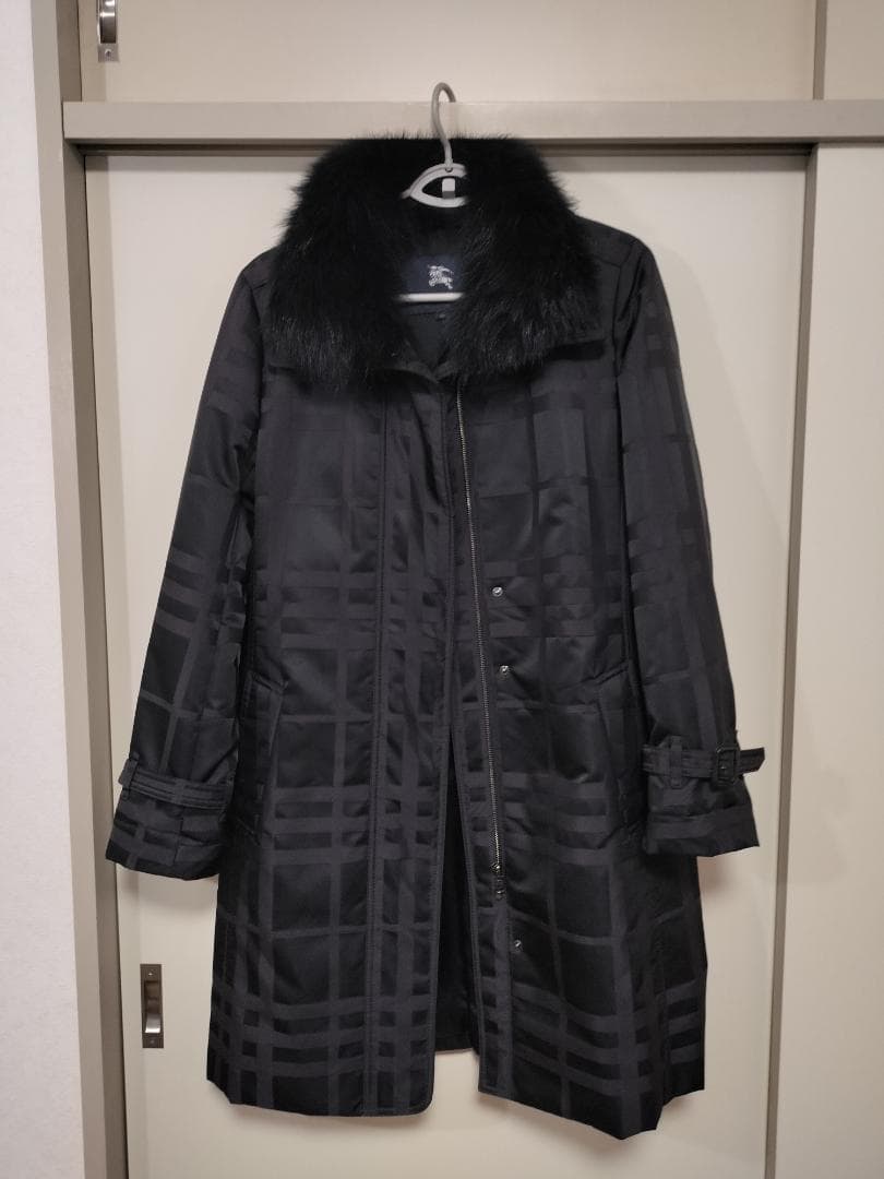 BURBERRY ブラック チェック柄 ロングコート 40