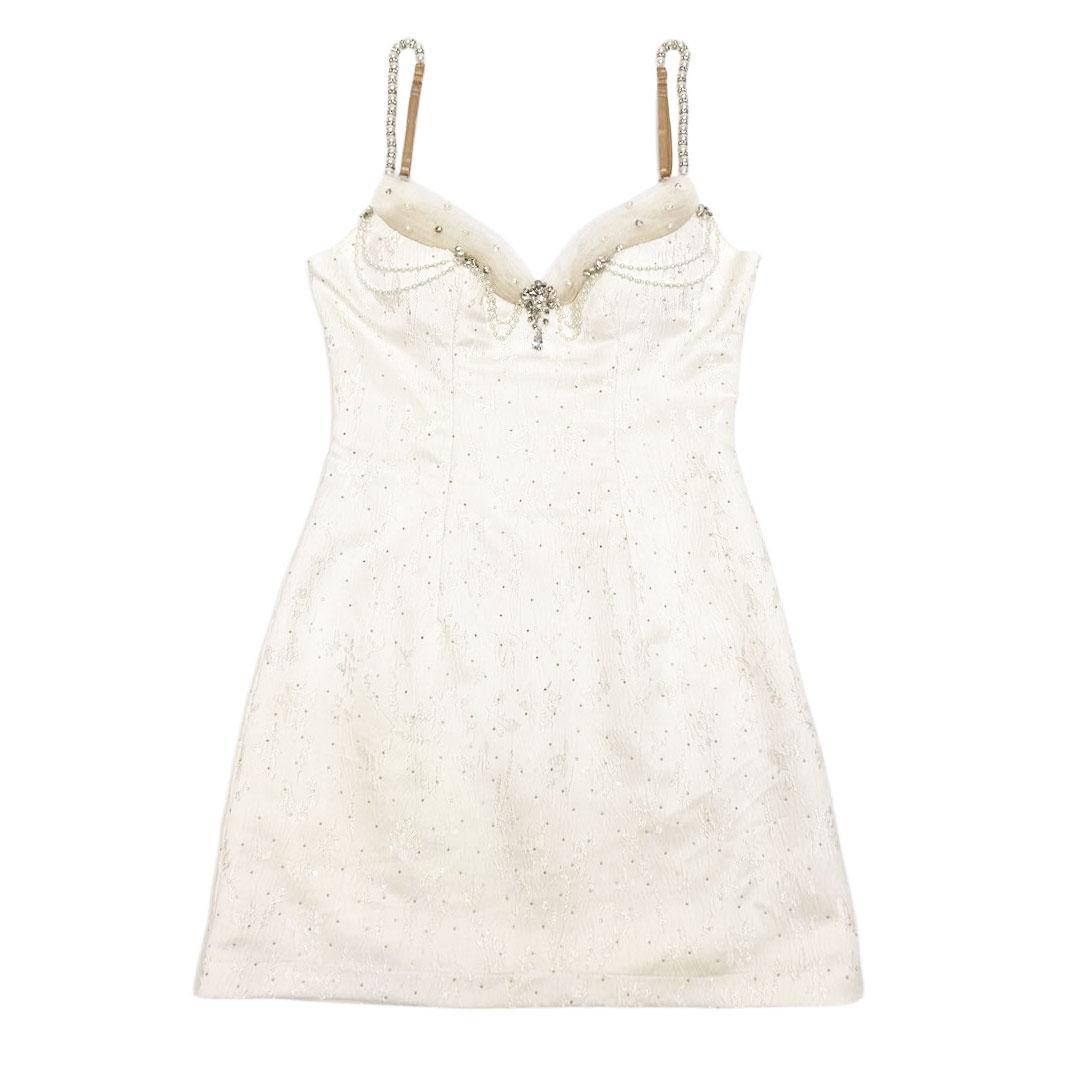 AngelR エンジェルアール パールチェーン ビジュー マイクロミニドレス