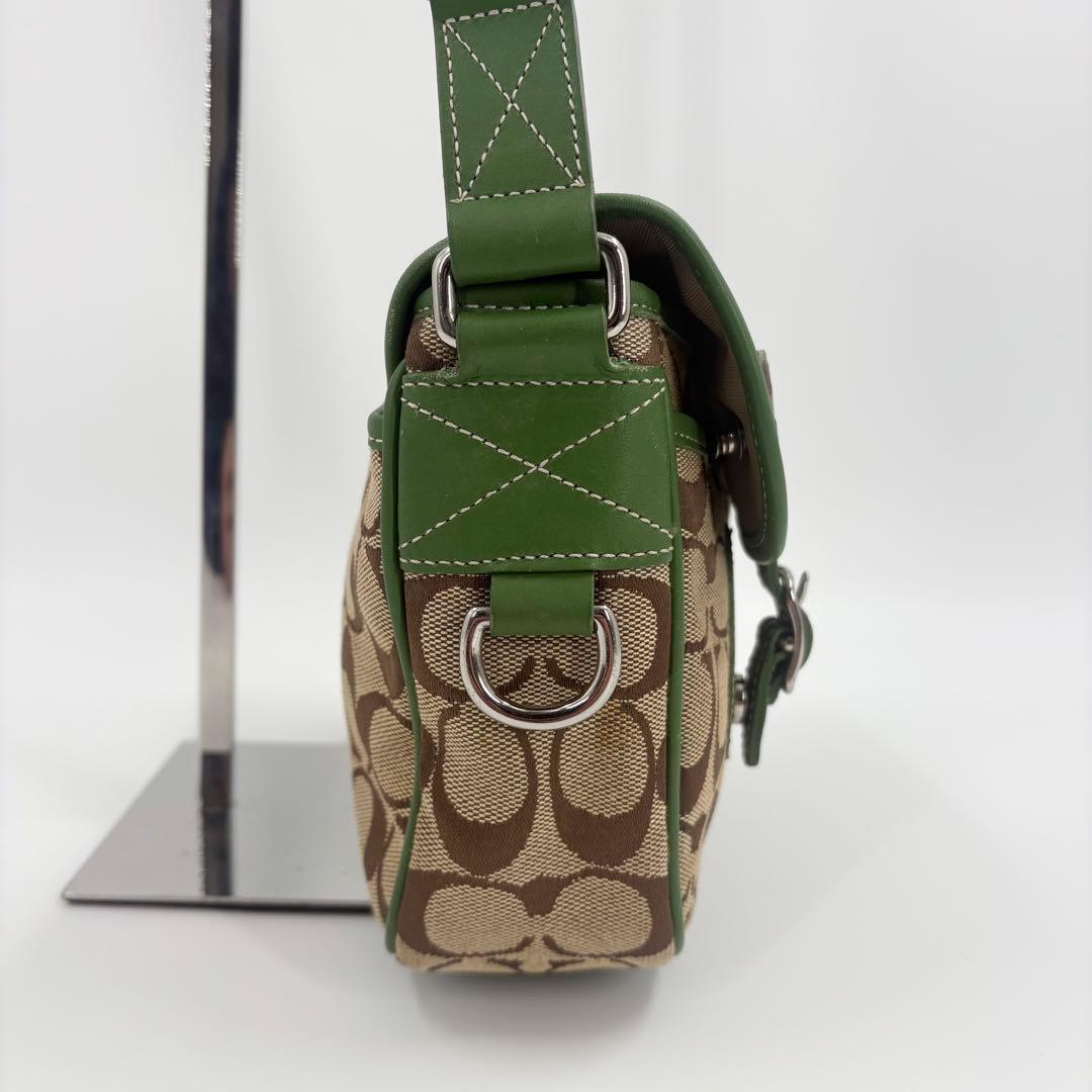 希少　美品　COACH コーチ シグネチャー ショルダーバッグ 緑　837