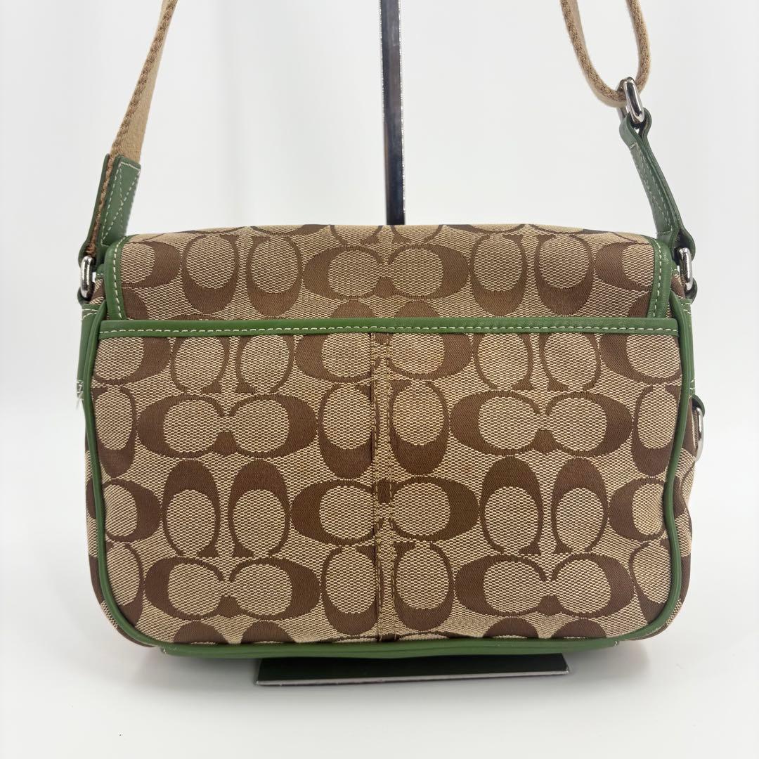 希少　美品　COACH コーチ シグネチャー ショルダーバッグ 緑　837