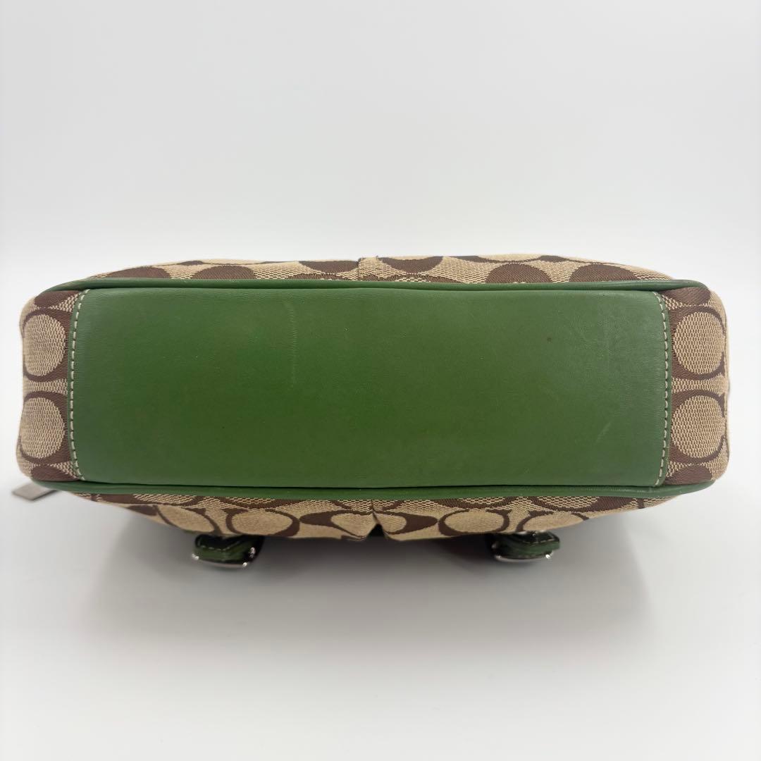 希少　美品　COACH コーチ シグネチャー ショルダーバッグ 緑　837