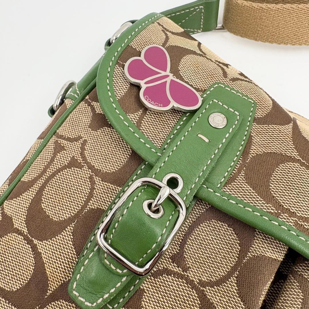 希少　美品　COACH コーチ シグネチャー ショルダーバッグ 緑　837