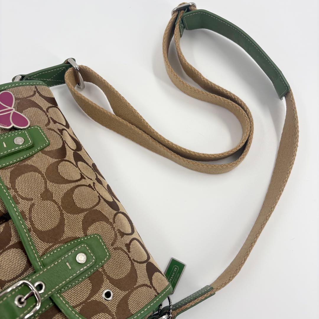 希少　美品　COACH コーチ シグネチャー ショルダーバッグ 緑　837