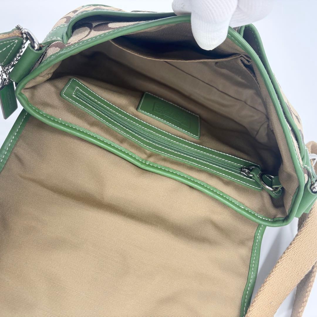希少　美品　COACH コーチ シグネチャー ショルダーバッグ 緑　837