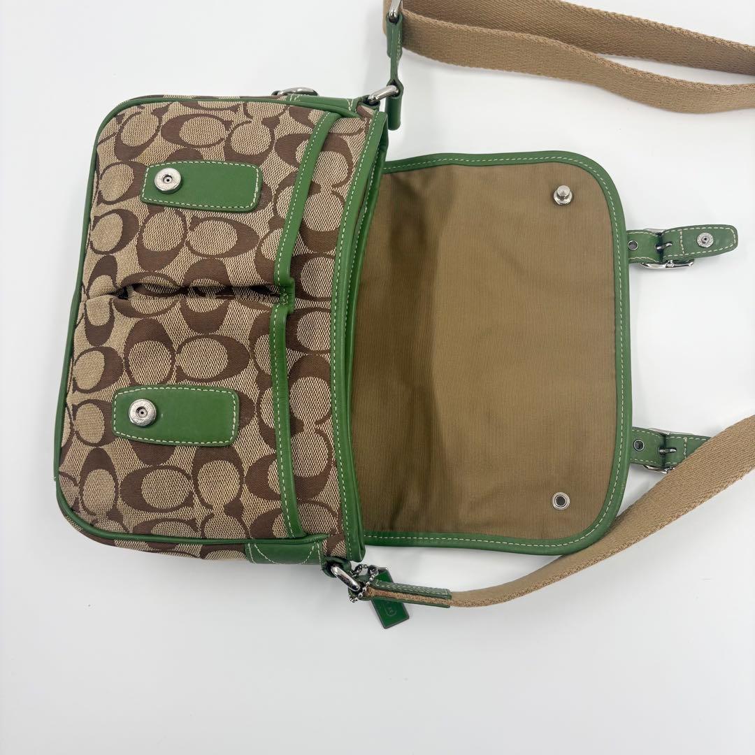 希少　美品　COACH コーチ シグネチャー ショルダーバッグ 緑　837