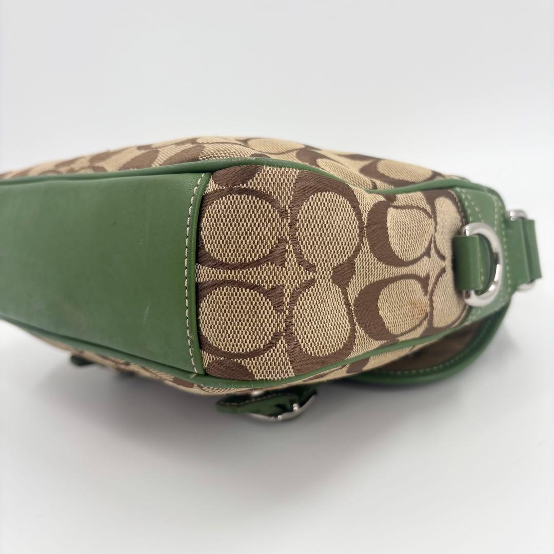 希少　美品　COACH コーチ シグネチャー ショルダーバッグ 緑　837