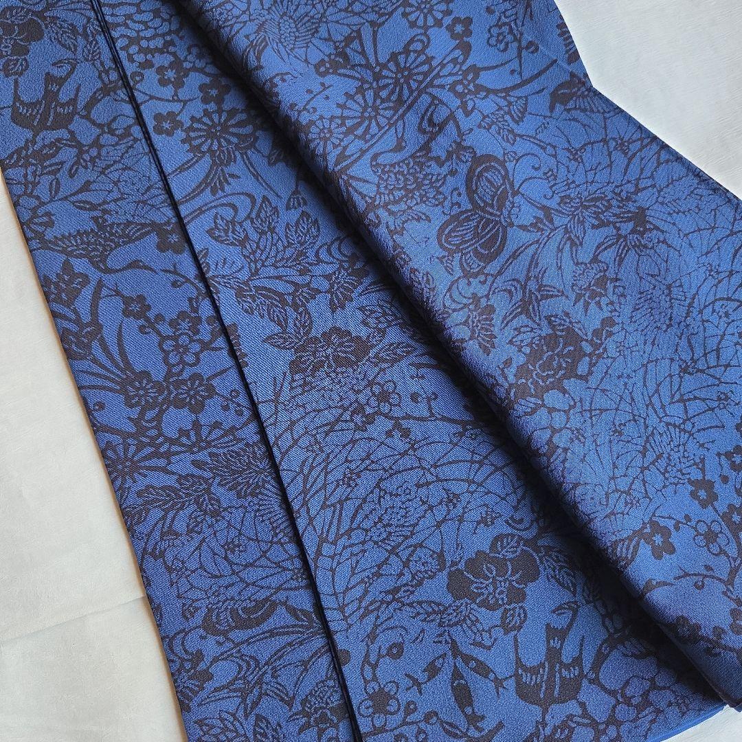 作家物　深い濃藍色　藍染　京友禅染小紋