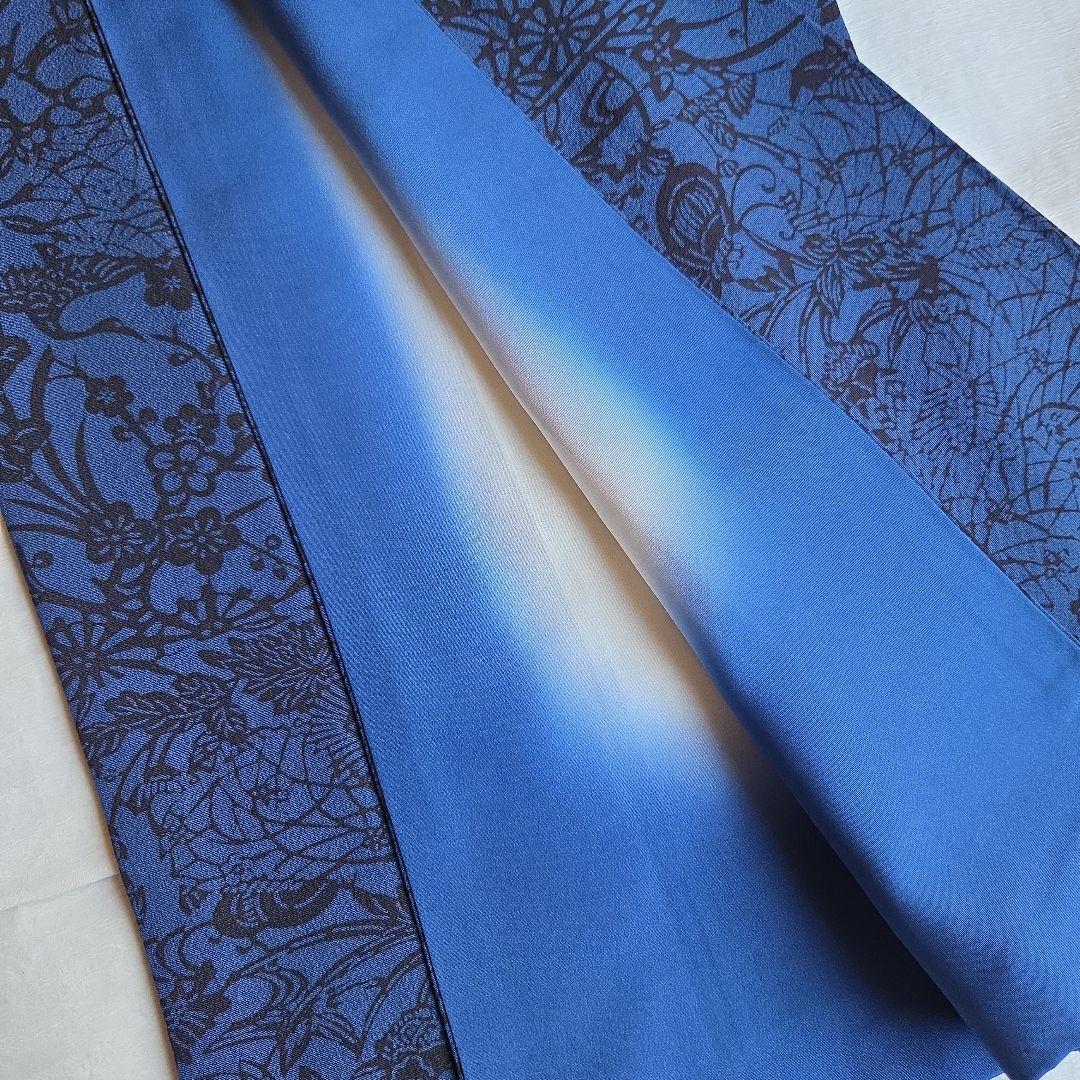 作家物　深い濃藍色　藍染　京友禅染小紋